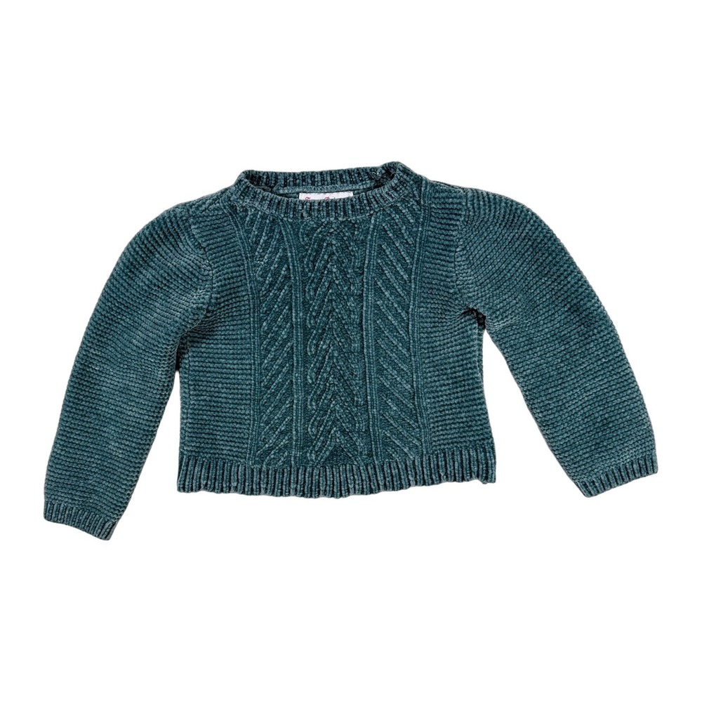 Tommy Bahama Girls Chenille Knit Sweater Teal Size S 5/6 Cable Knit Pullover